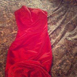 Red floor length dress